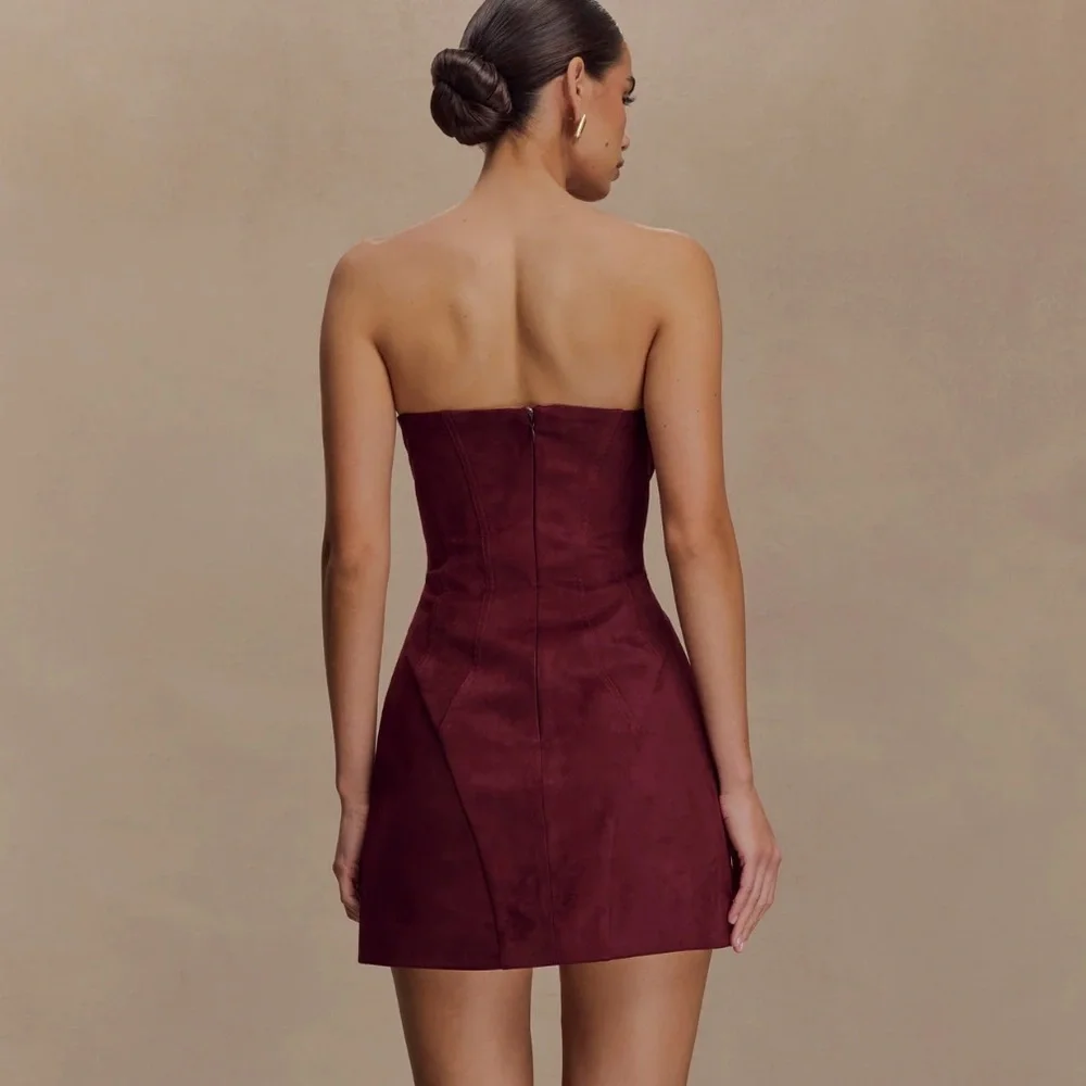 Meshki Strapless Wine Dress - Picture 2 of 5